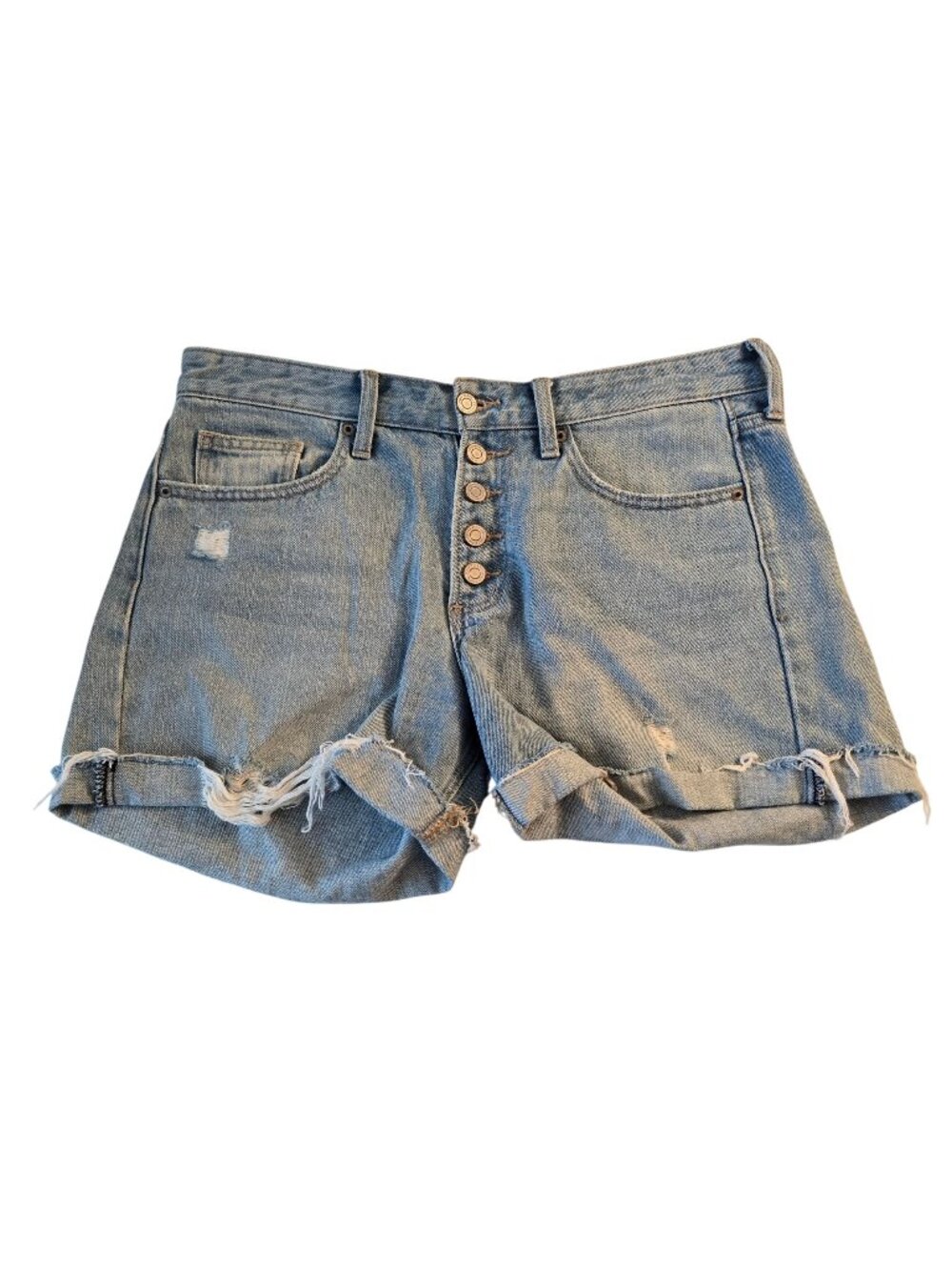 Lucky Brand Boyfriend Distressed Button Fly Jean Shorts Size 8